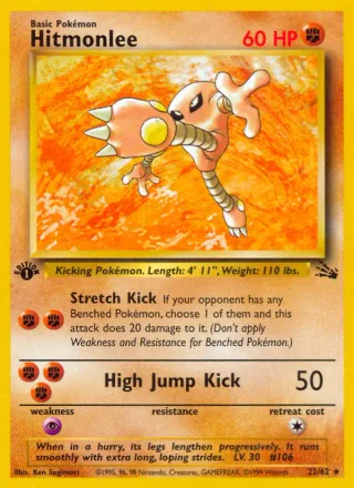 Hitmonlee #22 · Fossil Pokémon card