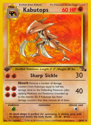 Kabutops #24 · Fossil Pokémon card