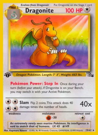 Dragonite #19 · Fossil Pokémon card