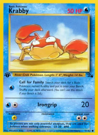 Krabby #51 · Fossil Pokémon card