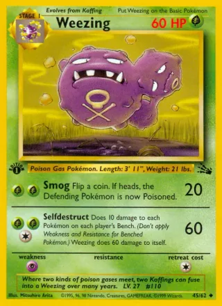 Weezing #45 · Fossil Pokémon card