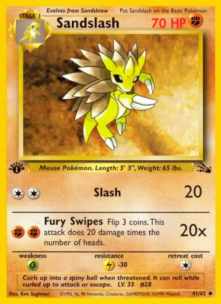 Sandslash #41 · Fossil Pokémon card