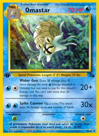 Omastar #40 · Fossil Pokémon card