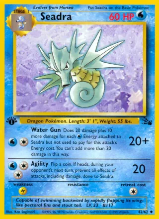 Seadra #42 · Fossil Pokémon card
