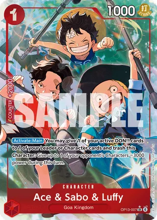 Ace & Sabo & Luffy (English Version 3rd Anniversary Set) #OP13-007-english-version-3rd-anniversary-set · One Piece Promotion Cards One Piece card