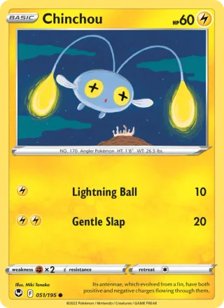 Chinchou #051 · Silver Tempest Pokémon card