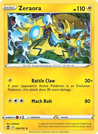Zeraora #056 · Silver Tempest Pokémon card