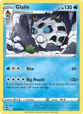 Glalie #042 · Silver Tempest Pokémon card