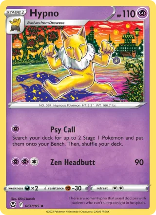 Hypno #061 · Silver Tempest Pokémon card
