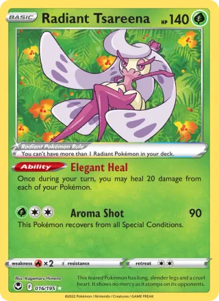 Radiant Tsareena #016 · Silver Tempest Pokémon card