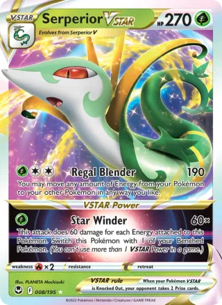 Serperior VSTAR #008 · Silver Tempest Pokémon card