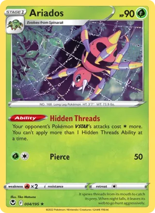 Ariados #004 · Silver Tempest Pokémon card