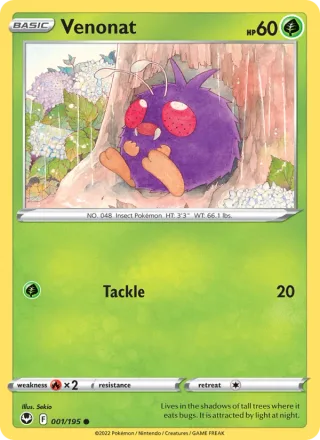 Venonat #001 · Silver Tempest Pokémon card