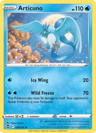 Articuno #036 · Silver Tempest Pokémon card