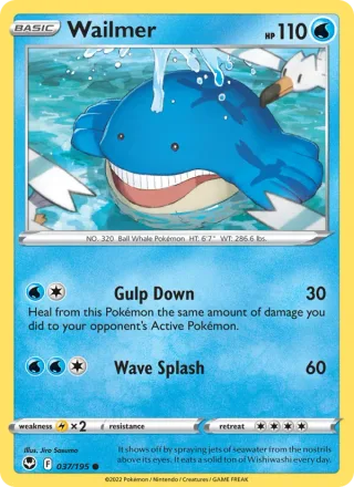 Wailmer #037 · Silver Tempest Pokémon card