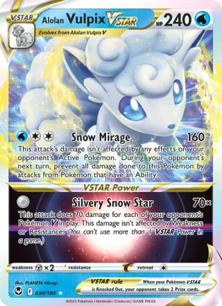 Alolan Vulpix VSTAR #034 · Silver Tempest Pokémon card