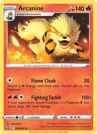 Arcanine #020 · Silver Tempest Pokémon card