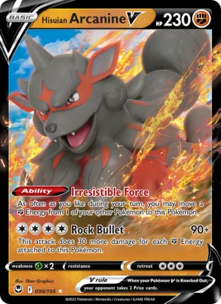 Hisuian Arcanine V #090 · Silver Tempest Pokémon card