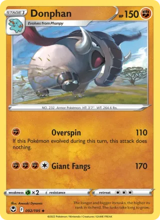 Donphan #092 · Silver Tempest Pokémon card