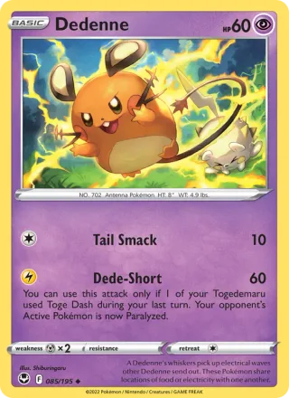 Dedenne #085 · Silver Tempest Pokémon card
