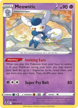 Meowstic #082 · Silver Tempest Pokémon card