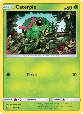 Caterpie #1 · Hidden Fates Pokémon card