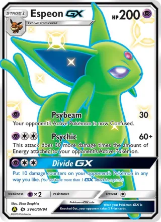 Espeon-GX #SV60 · Hidden Fates Shiny Vault Pokémon card