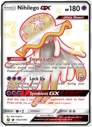 Nihilego-GX #SV62 · Hidden Fates Shiny Vault Pokémon card