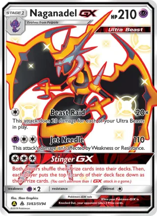 Naganadel-GX #SV63 · Hidden Fates Shiny Vault Pokémon card