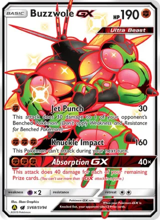 Buzzwole-GX #SV68 · Hidden Fates Shiny Vault Pokémon card