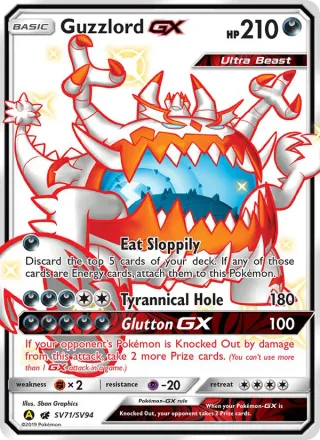 Guzzlord-GX #SV71 · Hidden Fates Shiny Vault Pokémon card