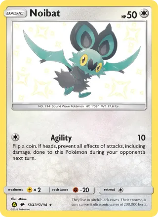 Noibat #SV43 · Hidden Fates Shiny Vault Pokémon card