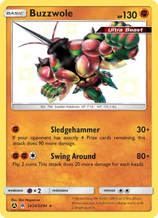 Buzzwole #SV24 · Hidden Fates Shiny Vault Pokémon card