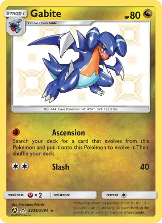 Gabite #SV39 · Hidden Fates Shiny Vault Pokémon card