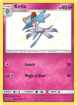 Kirlia #SV35 · Hidden Fates Shiny Vault Pokémon card