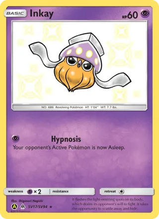 Inkay #SV17 · Hidden Fates Shiny Vault Pokémon card