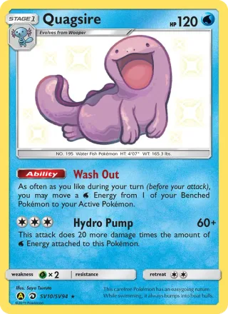 Quagsire #SV10 · Hidden Fates Shiny Vault Pokémon card