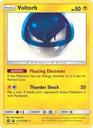 Voltorb #SV13 · Hidden Fates Shiny Vault Pokémon card