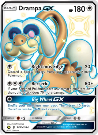 Drampa-GX #SV80 · Hidden Fates Shiny Vault Pokémon card