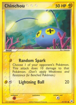 Chinchou #57 · Hidden Legends Pokémon card