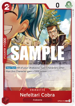 Nefeltari Cobra #OP04-012 · Kingdoms of Intrigue Pre-Release Cards One Piece card