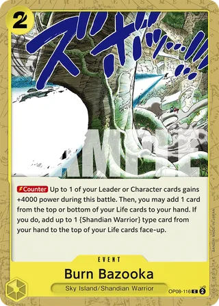 Burn Bazooka #OP08-116 · Two Legends Pre-Release Cards One Piece card