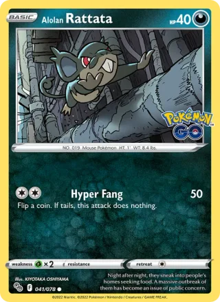 Alolan Rattata #041 · Pokémon GO Pokémon card