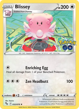 Blissey #052 · Pokémon GO Pokémon card