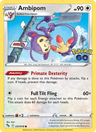 Ambipom #057 · Pokémon GO Pokémon card