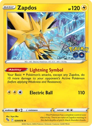 Zapdos #029 · Pokémon GO Pokémon card