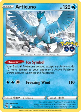 Articuno #024 · Pokémon GO Pokémon card