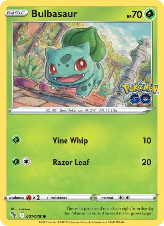 Bulbasaur #001 · Pokémon GO Pokémon card