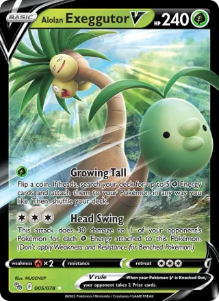 Alolan Exeggutor V #005 · Pokémon GO Pokémon card