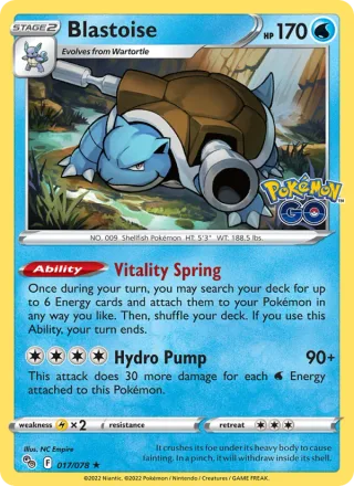 Blastoise #017 · Pokémon GO Pokémon card